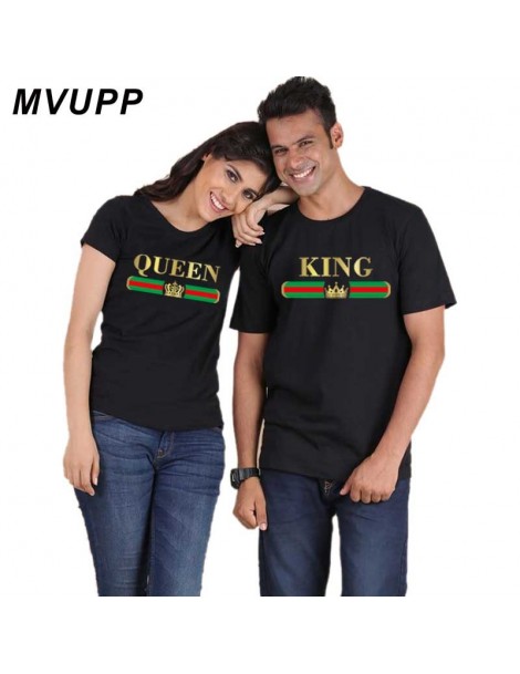 T-Shirts King Queen Letter Print Casual Couples T Shirt Valentine men Women Femme Loves O-Neck Tee Tops Shirt Summer Cotton C...