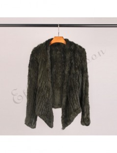 100% Real Knit Rabbit Fur Cardigan Coat Jacket Natural Hand-made Irregular Collar Garment Rabbit Fur Knitted Outerwear Vest ...