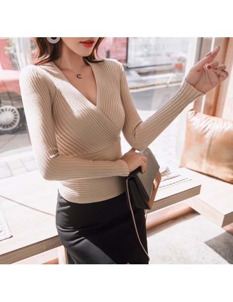 Pullovers Sexy Spring Autumn Knitted Sweater V Neck Sweater Female 2019 Women Sweaters And Pullovers Long Sleeve Sweater Jump...