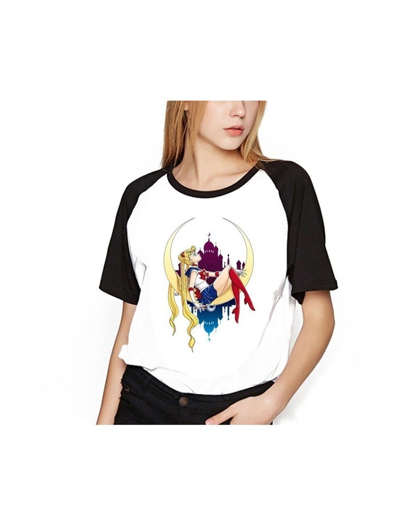 T-Shirts Sailor Moon Shirt Clothes Tops Women Kawaii T-shirts Harajuku Sailor Moon Cat Tshirt Short Sleeve Plus Size Tee Shir...