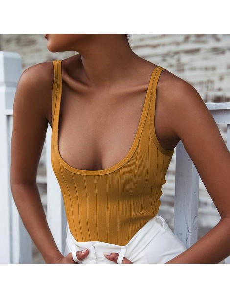 Bodysuits Knitted Sexy Summer Bodysuit Women Top White Sleeveless Bodycon Rompers Womens Jumpsuit Casual Skinny Playsuit Body...