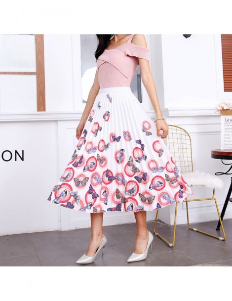 Skirts Summer Skirts Womens 2019 New Catroon Printing Women Skirts High Waisted Mid-Calf Pleated Skirt European High Street S...