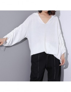 Pullovers Autumn Sweater For Women Hooded V Neck Long Sleeve Casual Loose Oversize Knitting Pullovers Tops Female Fashion Tid...