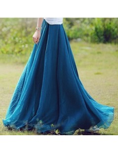 Skirts Bohemian 8 meters hem vintage high waist chiffon skirt womens fashion maxi skirt 2018 summer pleated tulle long skirts...