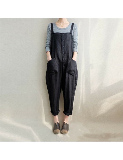 Jumpsuits Women Sleeveless Loose Jumpsuit Strappy Dungaree Bib Casual Pants Long Overalls Jumpsuit Strap Harem Trousers Overa...