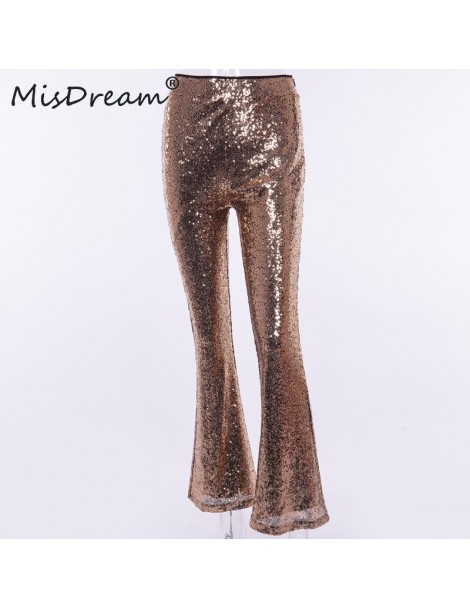 Pants & Capris MisDream Glitter Sequin High Waist Pants Women Sexy Night Party Paillette Flare Pants Gold Clubwear Side Zippe...