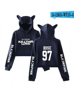 Hoodies & Sweatshirts 2019 BLACKPINK return Main song KILL THIS LOVE 2D fashion trend sala Cat Crop Top Women Hoodies Sweatsh...