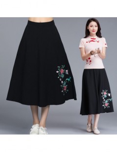 Skirts women clothes 2019 women long skirt female Mexico style vintage ethnic long dark blue black red embroidery midi skirt ...