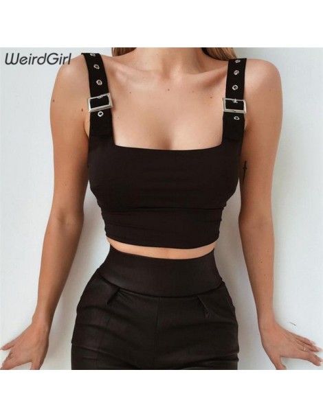 Tank Tops Women Casual Tank Top Fashion Sleeveless Solid Slim Short Strap Women's Crop Tops Black White Top 2019 New Arrival ...