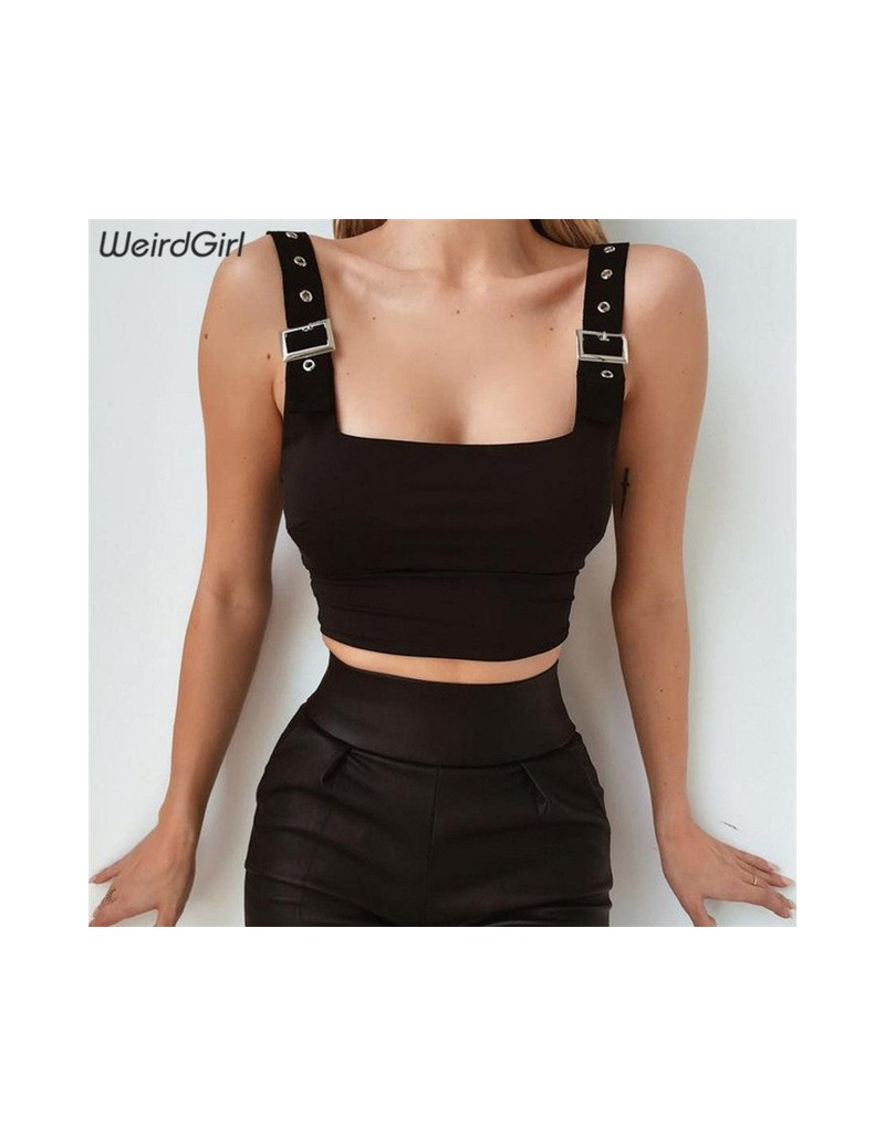 Tank Tops Women Casual Tank Top Fashion Sleeveless Solid Slim Short Strap Women's Crop Tops Black White Top 2019 New Arrival ...