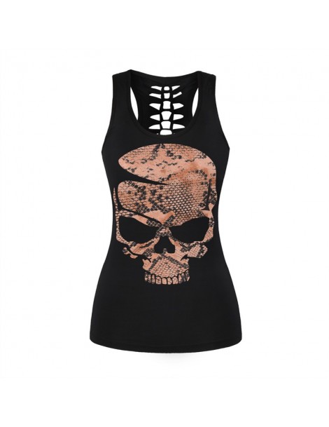 Tank Tops Women Casual Sleeveless T Shirt YinYang Cat Print 3D Tank Tops Cool Flower Skull Tanks Back Hollow out Vest Casual ...