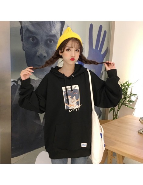 Hoodies & Sweatshirts Hoodies Harajuku Korean Chic Students Cartoon Cat Printed Kawaii Pullover Women Fashion Loose Long Slee...