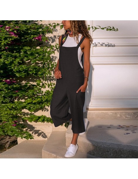 Rompers New Arrival women bodysuit Sleeveless Dungarees Loose Cotton Linen Long Playsuit Party jumpsuits for women 2019BY35 -...
