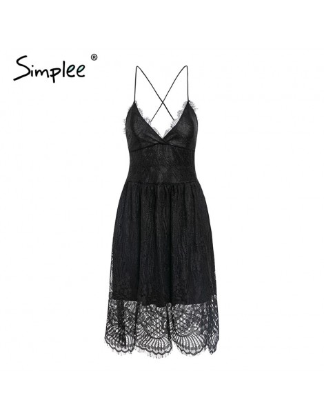 Sexy v lace dress women Summer style embroidery strap lace up ladies ...