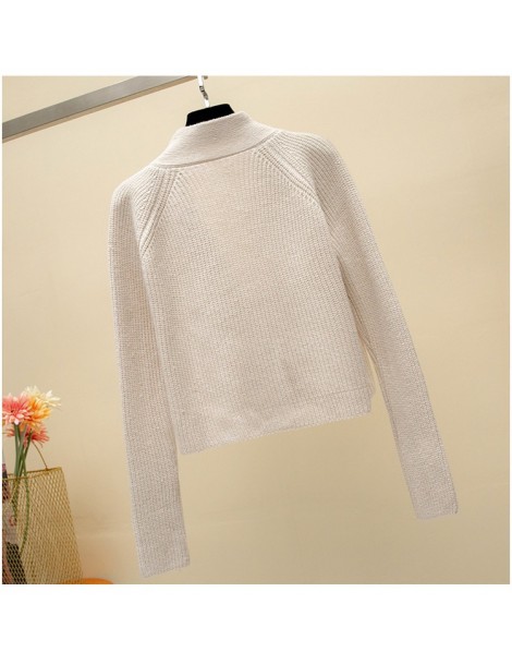 Cardigans Korean Women Cardigan with Button Retro Long Sleeve V-Neck Knitted Cropped Cardigan Sweater Autumn Winter Warm Card...