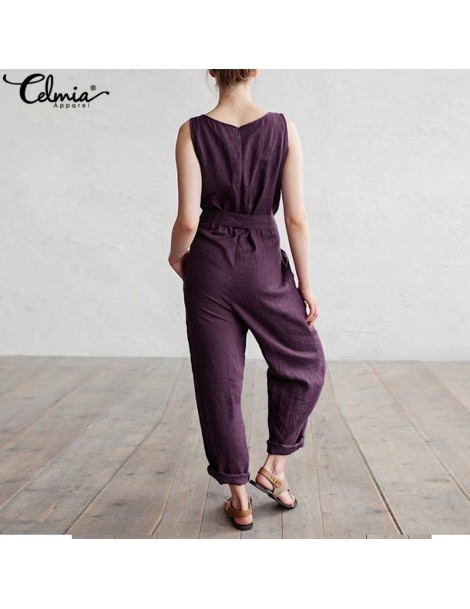 Jumpsuits Women Jumpsuit 2019 Summer Trouser Office Work Harem Pants Sleeveless Rompers Elegant Casual Linen Overalls Palazzo...