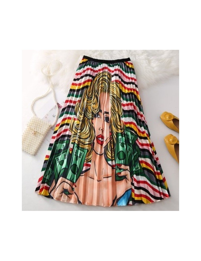 EU Style Woman Printed Midi Skirts Fashion Female Casual Pleated Skirts Summer Skirts for Woman - 7 - 4E4143820229-3