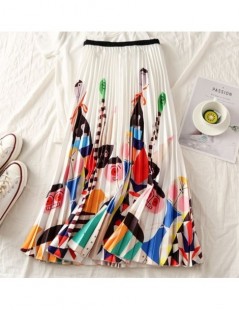 Skirts EU Style Woman Printed Midi Skirts Fashion Female Casual Pleated Skirts Summer Skirts for Woman - 7 - 4E4143820229-3 $...