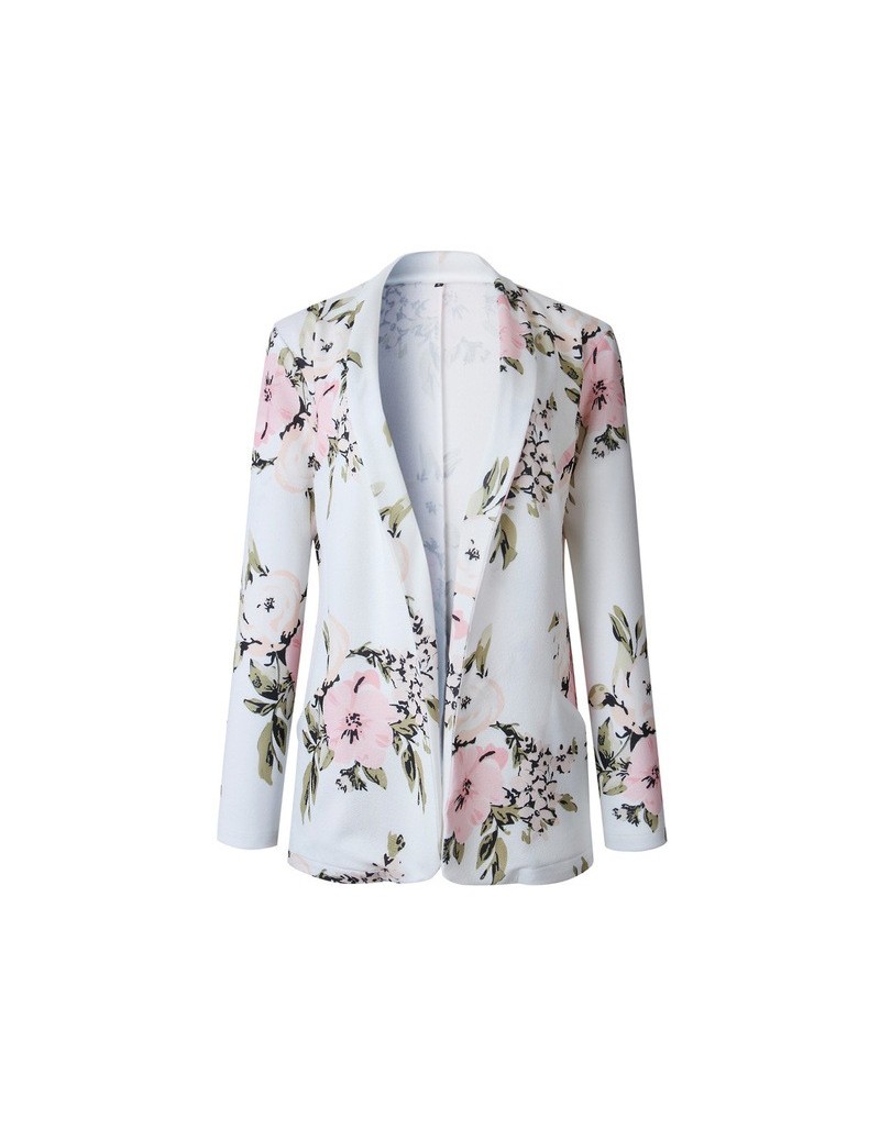 Blazers Elegant Blazer Feminino Women Floral Long Sleeve Blazer Notched Collar Coat Female Outerwear z0521 - Beige - 4F413408...