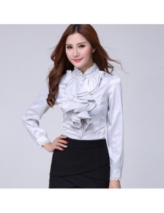 Blouses & Shirts 2016 Big Size Silk Satin Blouse Formal blouses Ladies Office Shirts Women Office Uniform Ruffle Blouses Whit...