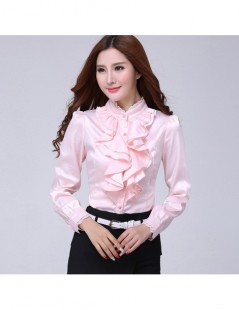 Blouses & Shirts 2016 Big Size Silk Satin Blouse Formal blouses Ladies Office Shirts Women Office Uniform Ruffle Blouses Whit...