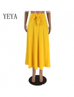 Skirts High Waist Korean Style Flowy Casual Skirt Summer Elegant Pockets Ankle-length Red Yellow Orange Skirt Female Mujer Ve...