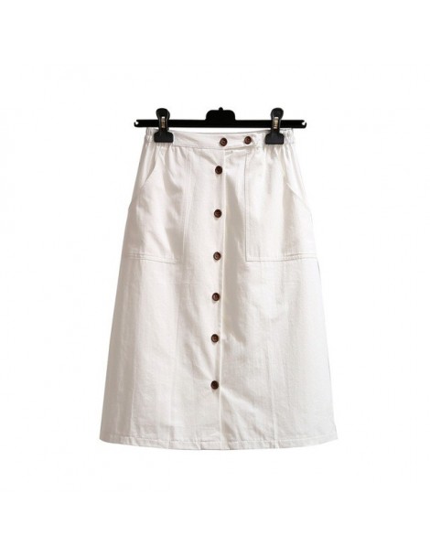 Skirts Fashion A-Line Single-Breasted Skirt 2019 Women Summer Skirts Casual High Waist Skirts - White - 4Q3909770796-5 $12.94