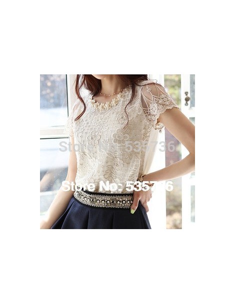 Blouses & Shirts 2019 Hot women's Fashion Elegant Beading Lace Embroidered The Formal Tops And Blouses With Flowers Are Femal...