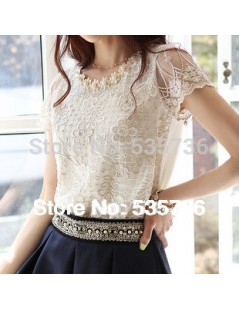 Blouses & Shirts 2019 Hot women's Fashion Elegant Beading Lace Embroidered The Formal Tops And Blouses With Flowers Are Femal...