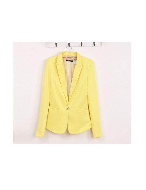 Blazers 2018 Blazer Women Suit Blazer Foldable Brand Jacket Made Of Cotton &Spandex With Lining Vogue Refresh Blazers - YELLO...