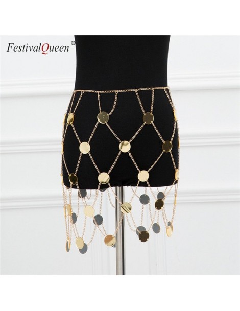 Skirts exotic acrylic sequin women's metal chain skirt 2018 summer patchwork hollow out club female sparkly mini skirts - gol...