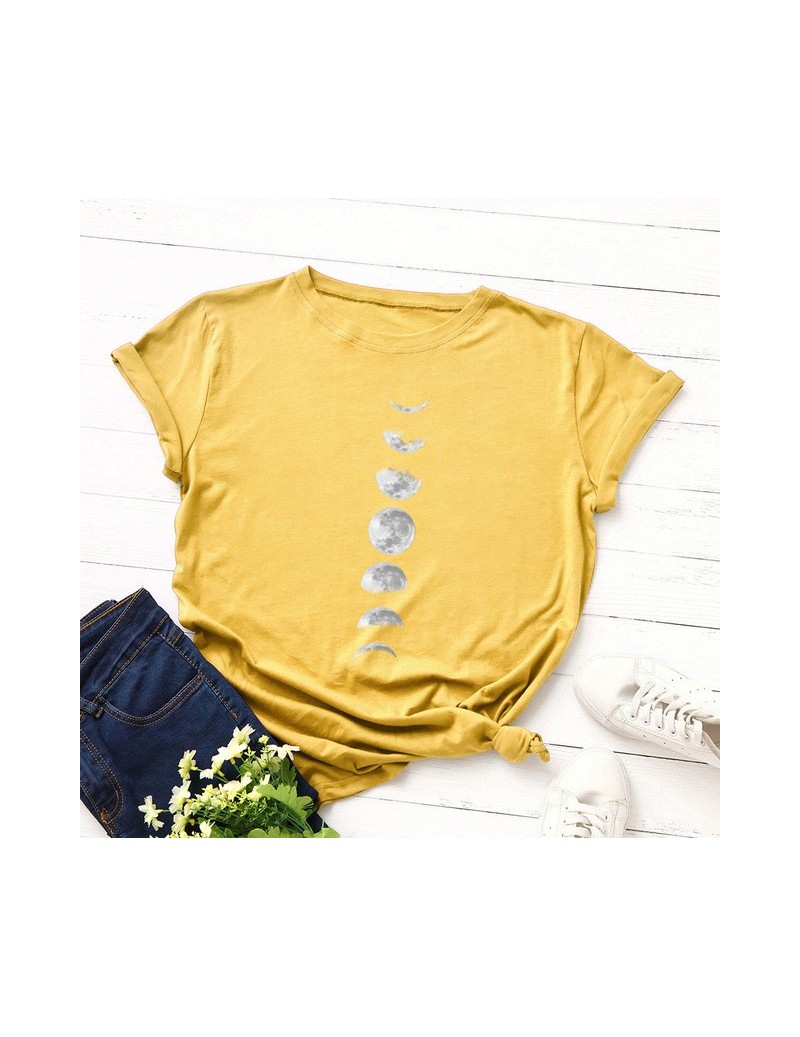 T-Shirts Moon Print Cotton Summer T Shirt Women O Neck Graphic Tees Casual Plus Size 5XL T-shirt Womens Aesthetic Shirts Tops...
