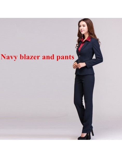 Pant Suits Work wear women pants suit autumn winter long sleeve Two buttons blazer with Trousers Office ladies formal suits N...