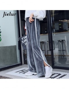 Pants & Capris winter Trousers Women Velour Korean Casual Elastic Pants Female Vintage Streetwear BF Classic Split Sweatpants...