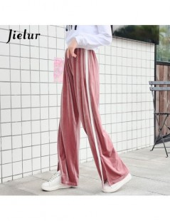 Pants & Capris winter Trousers Women Velour Korean Casual Elastic Pants Female Vintage Streetwear BF Classic Split Sweatpants...