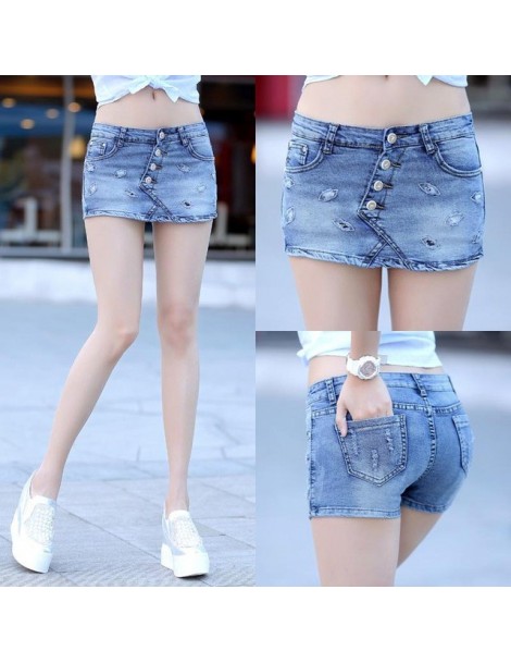 Summer 2019 New Fashion Skort Shorts Denim Korean Style Plus Size S-3XL Women's Skorts Skirt Sli Sexy Woman Short Jeans Femi...