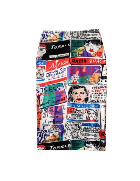 Skirts Cartoon Print Harajuku Elegant Pencil Skirt Women Bodycon High Waist Korean 2019 Summer Knee Length Skirt Female Sexy ...
