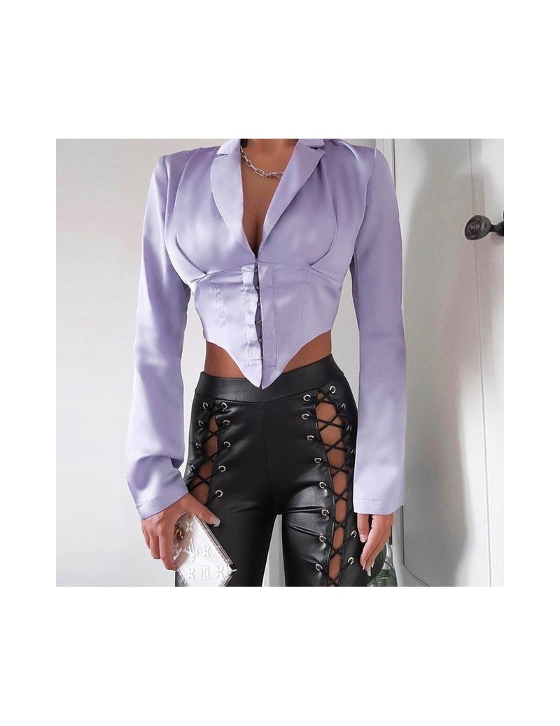 Sexy V Neck Hidden Breasted Solid Bare Navel Cropped Tops Hot Sale Autumn Long Sleeve Business Office Lady Blazers S M L WDC...
