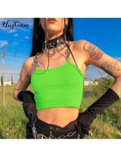 Camis chains spaghetti straps neon green patchwork sexy camis 2019 summer women fashion club party streetwear female crop top...