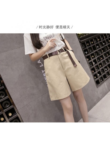 Shorts 2019 Summer women's wide leg high waist cargo shorts version of the belt large size student shorts Harajuku wind tooli...