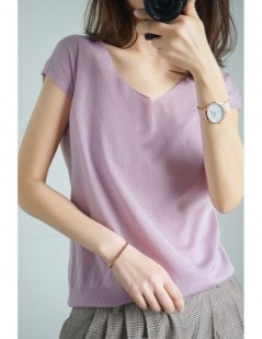 Pullovers Summer ladies ice silk knit sweater female V-neck sleeveless women's pullover women's sweater thin knit pullover wo...