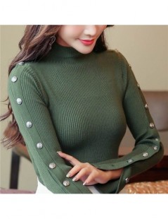 Pullovers Korean Sweater Jumper Women Pullovers Knit Shirt Stretched Bottoming Slim Tops Button Sleeve Autumn Winter Clothes ...