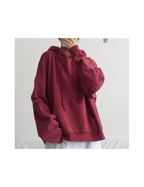 Hoodies & Sweatshirts Solid simple colors basic oversize hoodie - red - 423060704194-1 $24.13