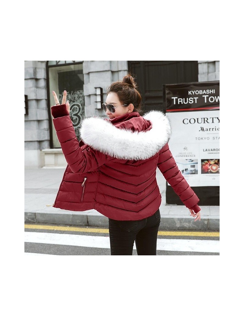 Parkas Female Warm Winter Jacket 2019 Fashion Women Hooded Fur collar Down Cotton Coat Solid color Slim Large size Female Coa...