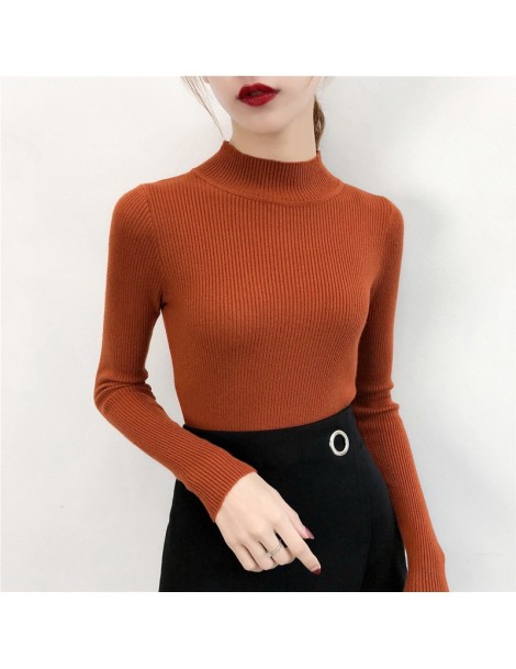 Pullovers Sweater Women Solid Slim Half-neckline Warm Knitwear Winter Long Sleeve Turtleneck Top - White - 4N4165665926-7 $10.64