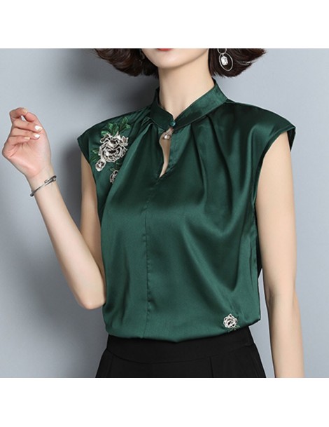 Blouses & Shirts Fashion women tops and blouses blusas mujer de moda 2019 ladies tops green blouse shirt Embroidery Stand plu...