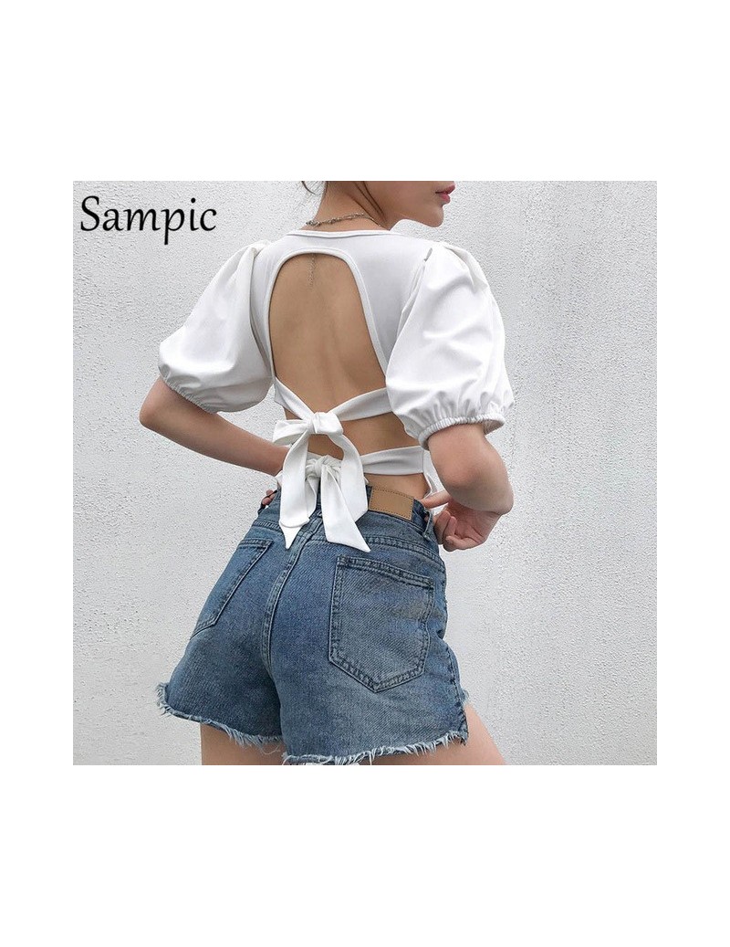 Sexy Backless Bodysuit Body Women Short Sleeve White Bodysuits Rompers Womens Summer Bodysuit Hollow Out - White - 4A4128342296