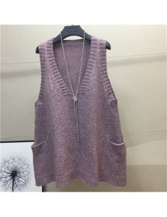 Pullovers 2018 Large size knit sweaters female Sleeveless vest tops Shag line V-neck Loose waistcoat women autumn pullover sw...