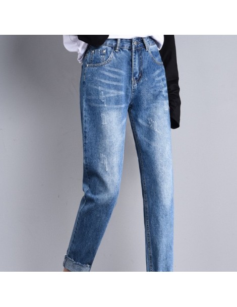 Jeans High Waist Ripped Slim fit Jeans Woman Plus Size Mom Stretch jeans Ladies women jeans pants jeans mujer Autumn - Light ...