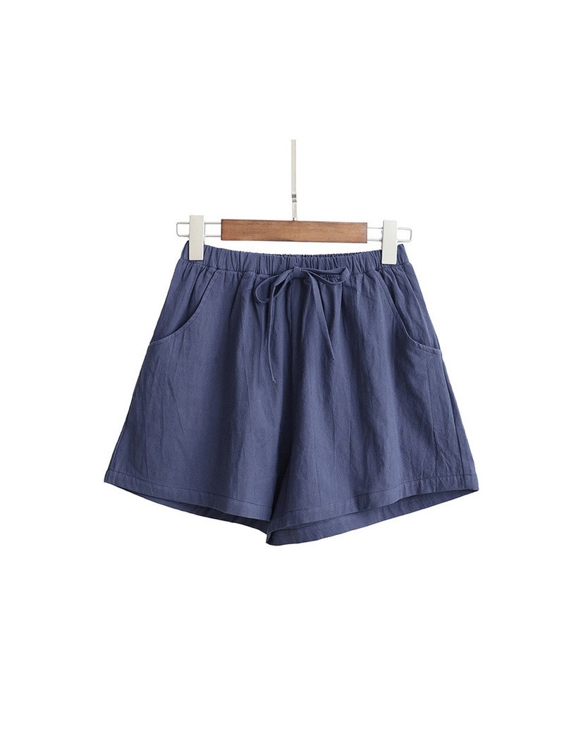 Hot Women High Waist Loose Solid Color Shorts Casual for Summer Sport Running Beach hh88 - royal blue - 5K111182243711-5